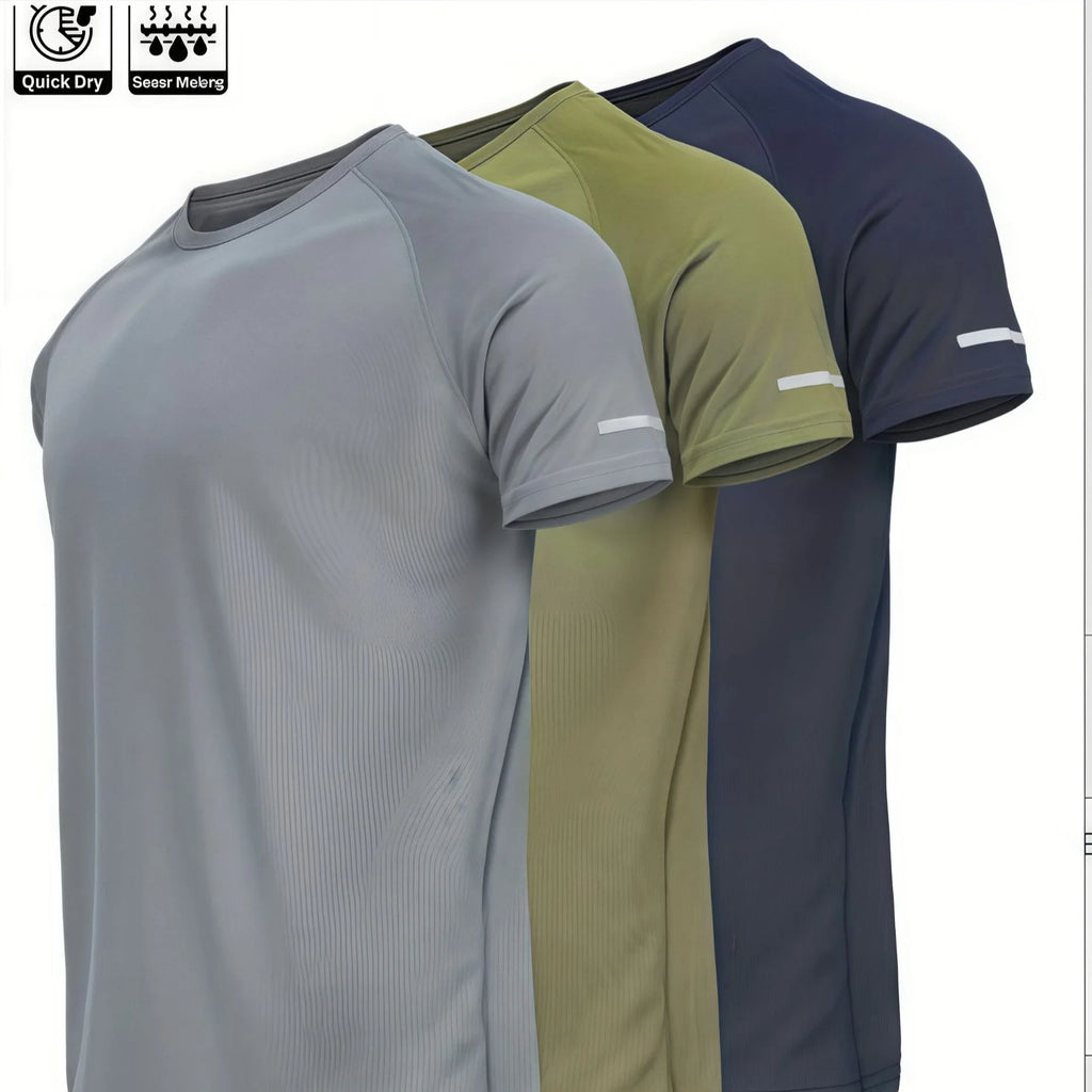Versatile Men's Short Sleeve Shirt Tee Tops European Size Multi-Pack Slim Fit Sporty Style Fiber Blend Lightweight Clothing