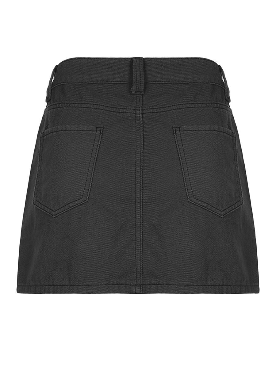 Low Waist Mini Cargo Skirt Gothic Y2k Cute Denim Jean Skirts Aesthetic Retro Bodycon Short Skirt Harajuku Vintage Streetwear