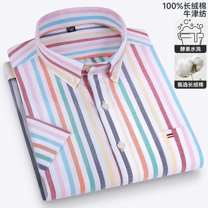 Men's Casual Short Sleeve Shirt - 100% Cotton Classic Fit 7XL