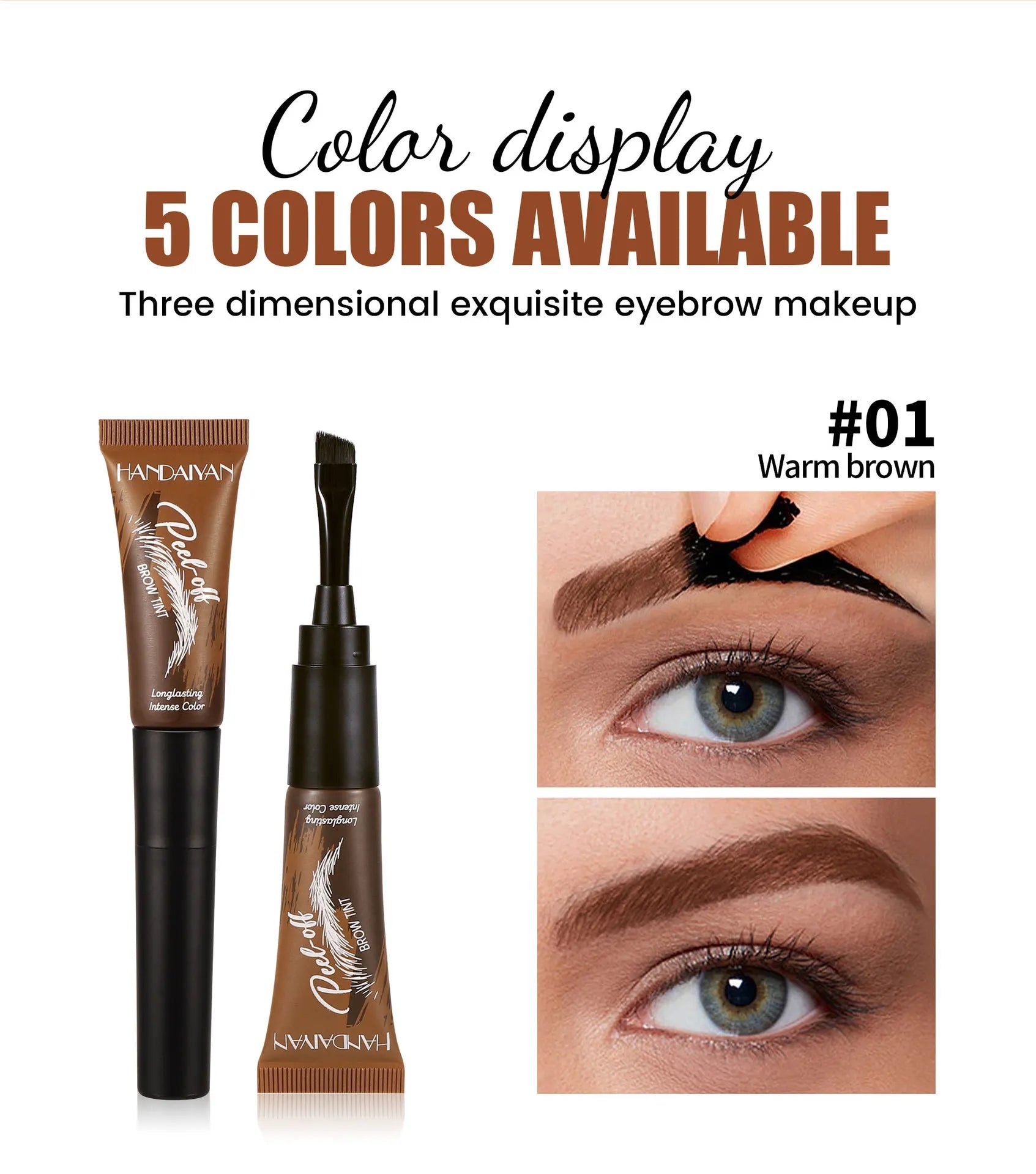 Eyebrow Tattoo Tint Semi Permanent Brow Tint Long-lasting Waterproof Natural Brown Liquid Eye Enhancers Brow Tattoo with Brush