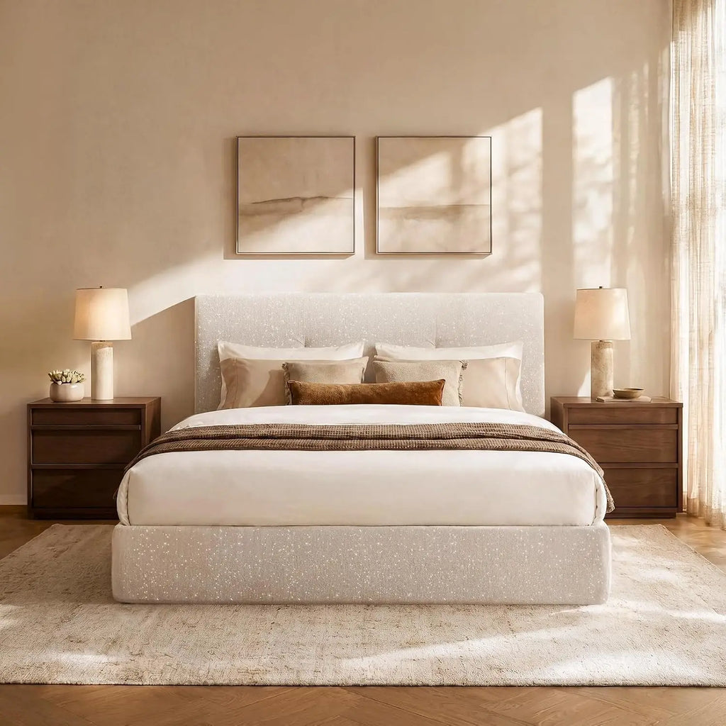 Queen Boneless Bed Frame and Headboard, Cloud Platform Bed, Assembly-Free | Upholstered Bed Frame with Headboard,, Customized