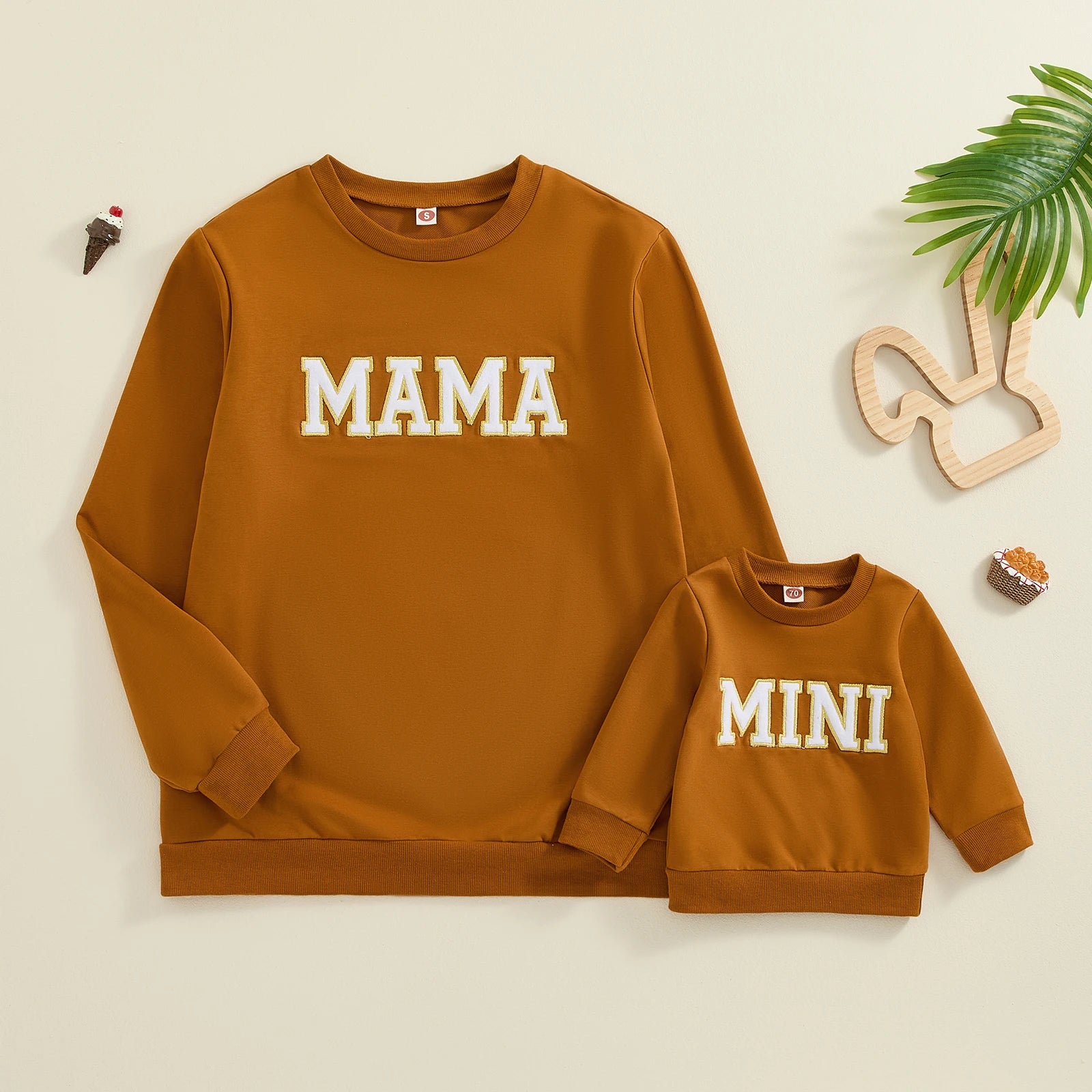 Citgeett Mommy And Me Matching Outfits 0to3Y Letter Embroidered Long Sleeve Pullovers For Fall