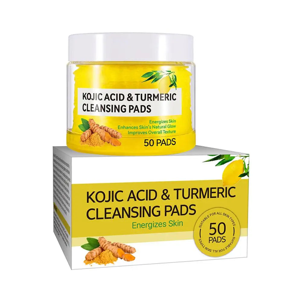 Turmeric Cleansing Pad Kojic Acid Sponges Exfoliating Pads-Acne Scars 50pcs Lemon Chamomile Deep Cleaning For Face Care Products