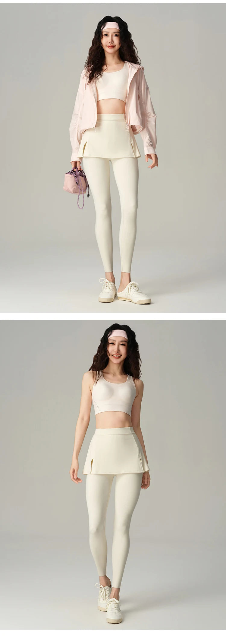 BIVIGAOS Fake Two-Piece Split Skirts Leggings Women Tennis Skirt Built-In Pockets Tight Sports Fitness Yoga Sharkskin Leggings
