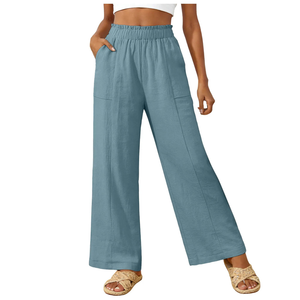 Women's Wide Leg Pants High Waist Loose Casual Trousers with Pockets