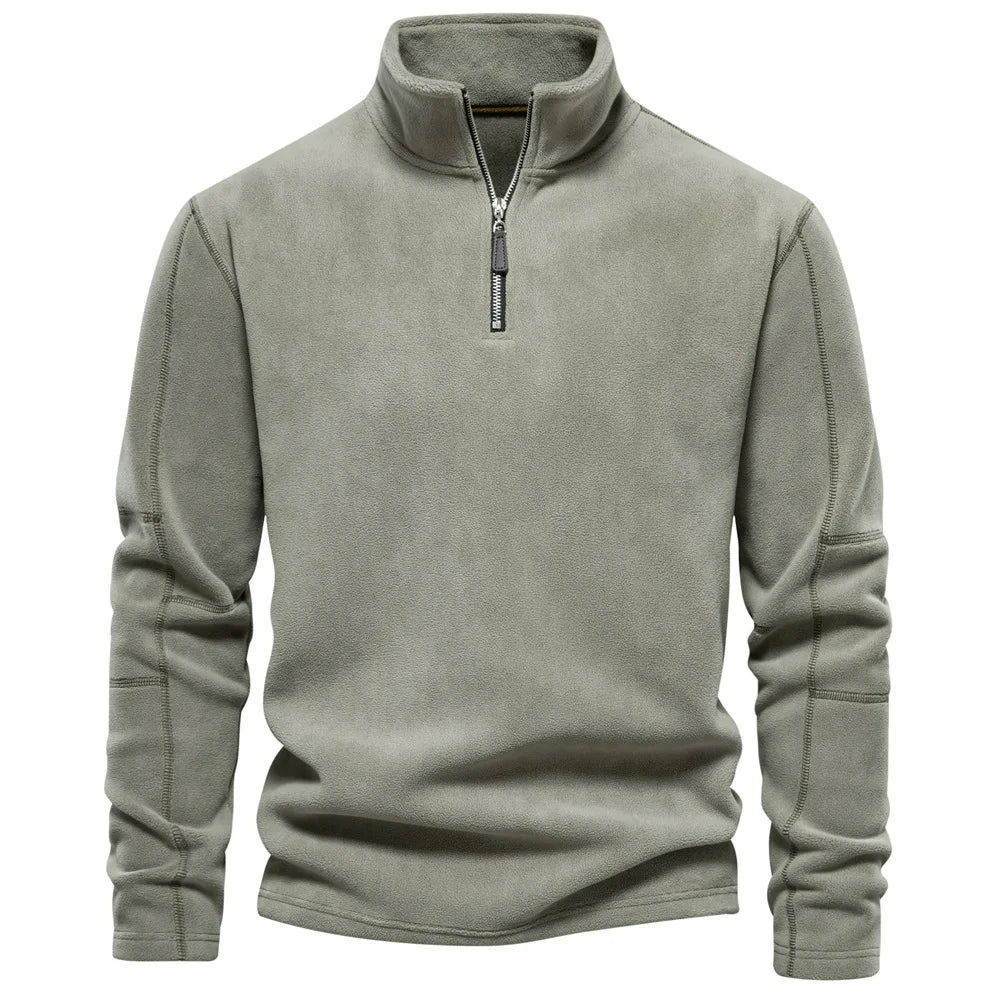 Men's Half-Zip Fleece Pullover - Long Sleeve Business Casual Shirt