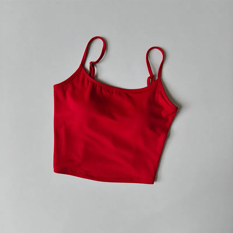 Women's Fixed Cup Small Sling Sports Vest Yoga Wear Underwear with Chest Pad Pilates Fitness Top Beautiful Back Design