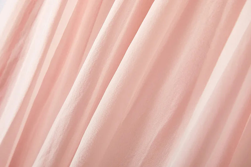 100%Real Silk Elegant Dresses, Women Sleeveless Elastic Waist, Beach Vacation Fairy Dress, 2024 Summer Fall