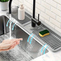 Protector contra salpicaduras para fregadero de cocina con diseño de pendiente de 7°, drenaje rápido, fijación a presión, recogedor de salpicaduras para encimeras de cocina y baño