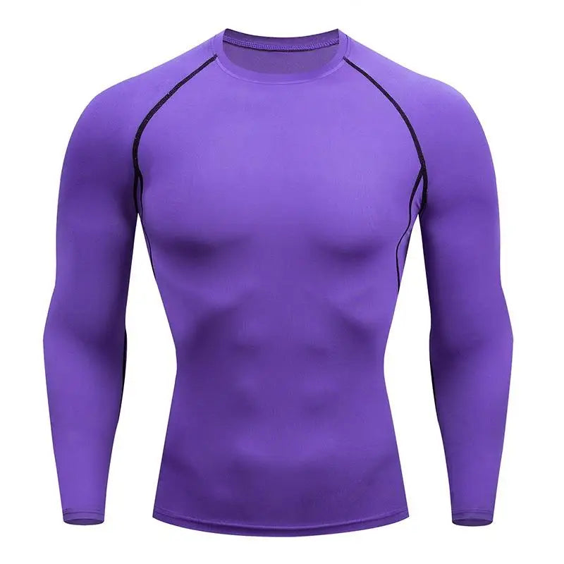 Sonechoki Men's Compression Running Shirt - Long Sleeve Polyester