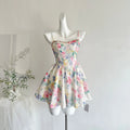 Sweet Pure Desire Style Women's Floral Print Halter Dress Slimming Waist Design Casual Summer Polyester Fiber Gown