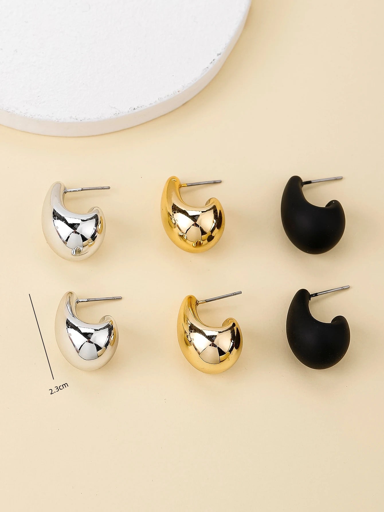 3Pairs Classic And Fashionable Multicolor Waterdrop Stud Earring Set, Ideal For Dating, Vacation, Daily Wear And Jewelry
