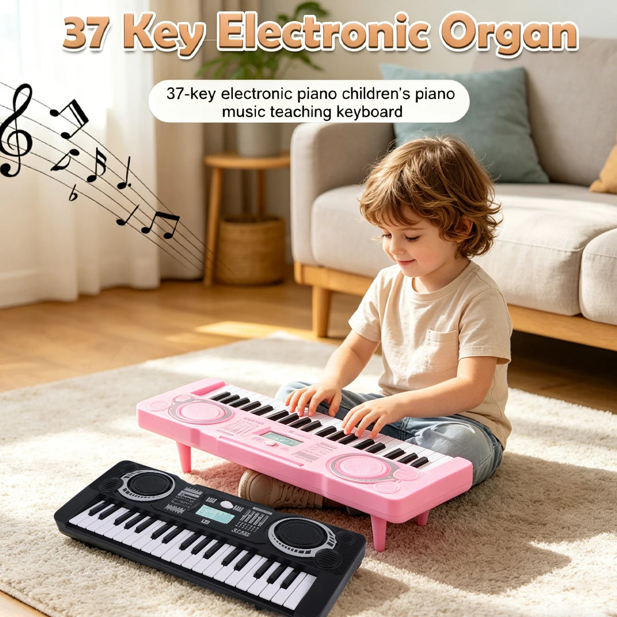 Electronic 37 Keys Piano Toys for Kids, Portable Keyboard Musical Instrument Kid Education Toy Gifts Not Include Battery
