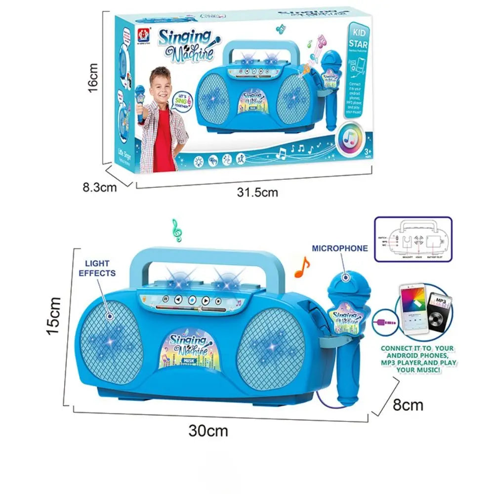 Music Instrument Microphone Karaoke Machine with Light Indoor Outdoor Travel Educational Toy Gifts for Kids Girls Children Toy