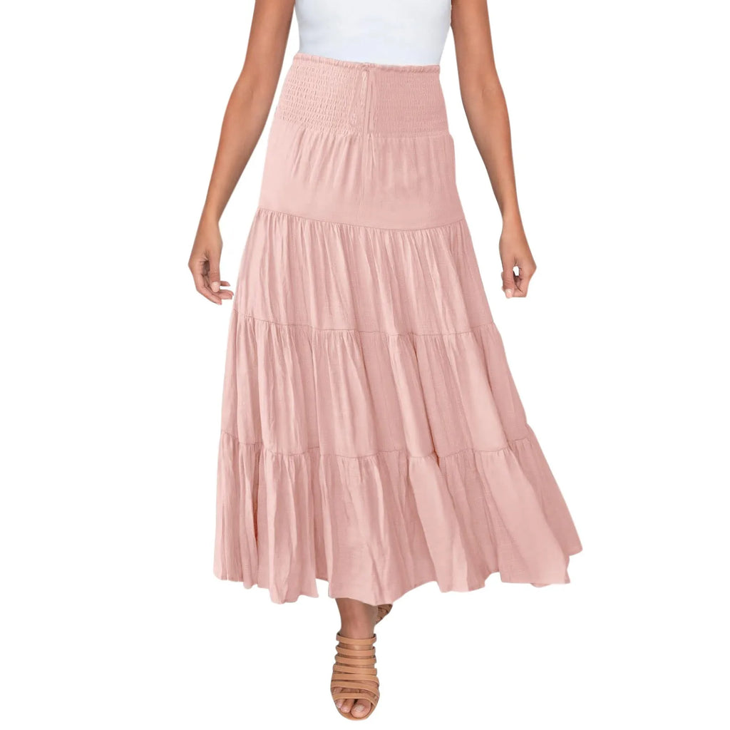 Boho High Waist Maxi Skirt – Flowy A-Line Beach & Casual Style