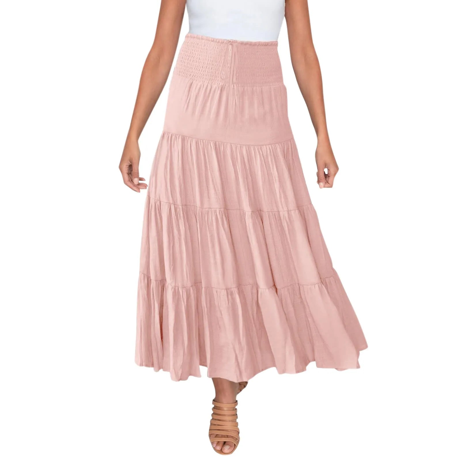 Boho High Waist Maxi Skirt – Flowy A-Line Beach & Casual Style