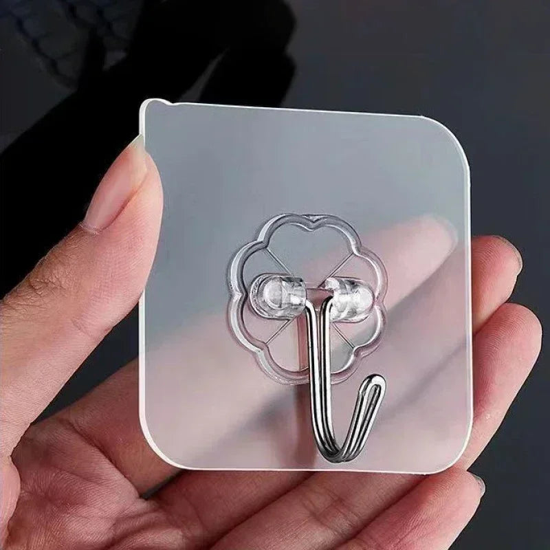 1-100PcsTransparent Self adhesive wall hooks Multi-Purpose Wall Hook Key Holder Towel Holder For Kitchen Bathroom Accessories