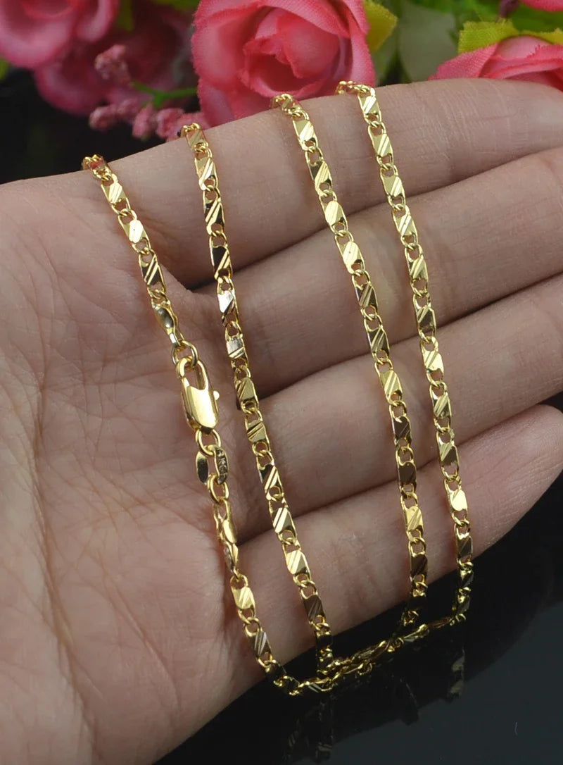 Exquisite Fashion 925 Silver 18K Gold Filled Necklace For Women'S Men Size 16-30 Inch Jewelry Chain