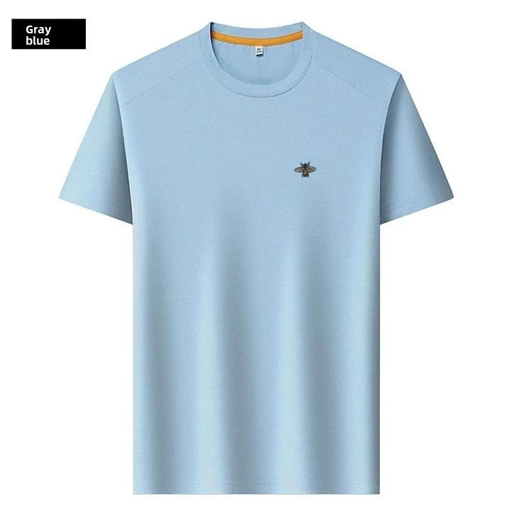 New Luxury Brand Men's T-shirt O-Neck Cartoon Bee Embroid Short-sleeve Breathable Seamless Half-sleeve Summer Fashion Menswear