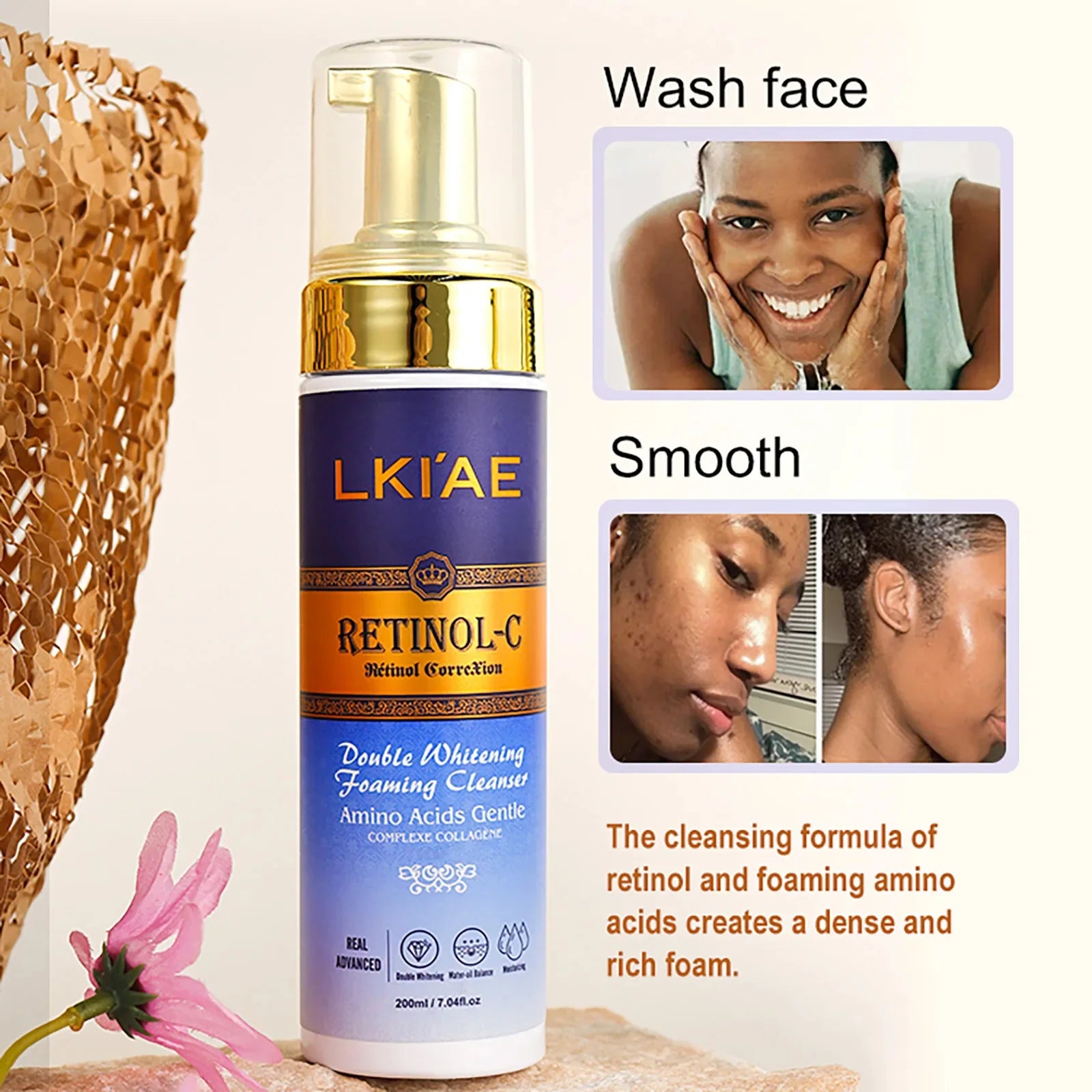 LKIAE Advanced Retinol Double Whitening Skin Care Set, Deeply Moisturizing, Clean Skin, Reduce Wrinkles, Stains, Dark Spots