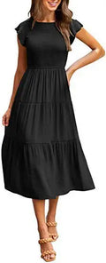 Summer New Spot Dress Women's Flying Sleeves Large Swing Skirt 2023 Quick Sale European and American Women's Cross border Mid le