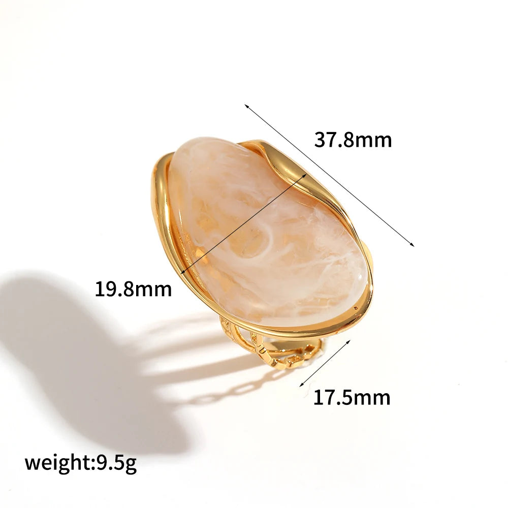 Tdjewelry Stainless Steel Color Resin Geometric Shape Rings 18K Gold Plated Fashion Daily Jewelry Ring For Women'S