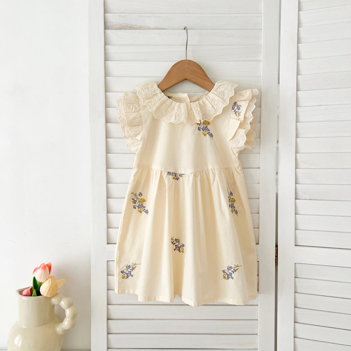 1-6Yrs Summer Girls Dress Baby Clothes Fashion Smocking Stitch Girls Dress Puff Sleeve Floral Cotton Baby Girls Princess Dresses