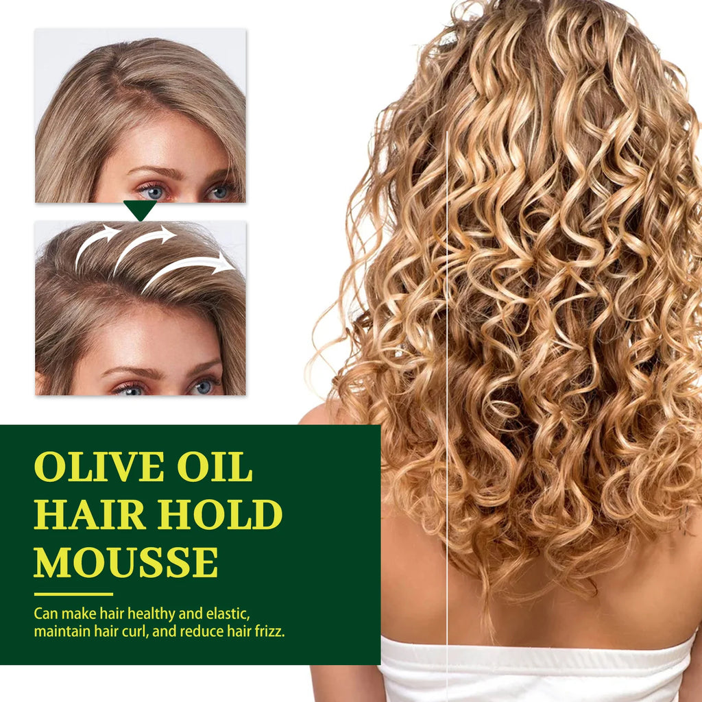 Olive Oil Hair Styling Mousse Long Lasting Styling Reduces Hair Frizz Prevents Hair Breakage Maintains Hair Curls Hold Mousse