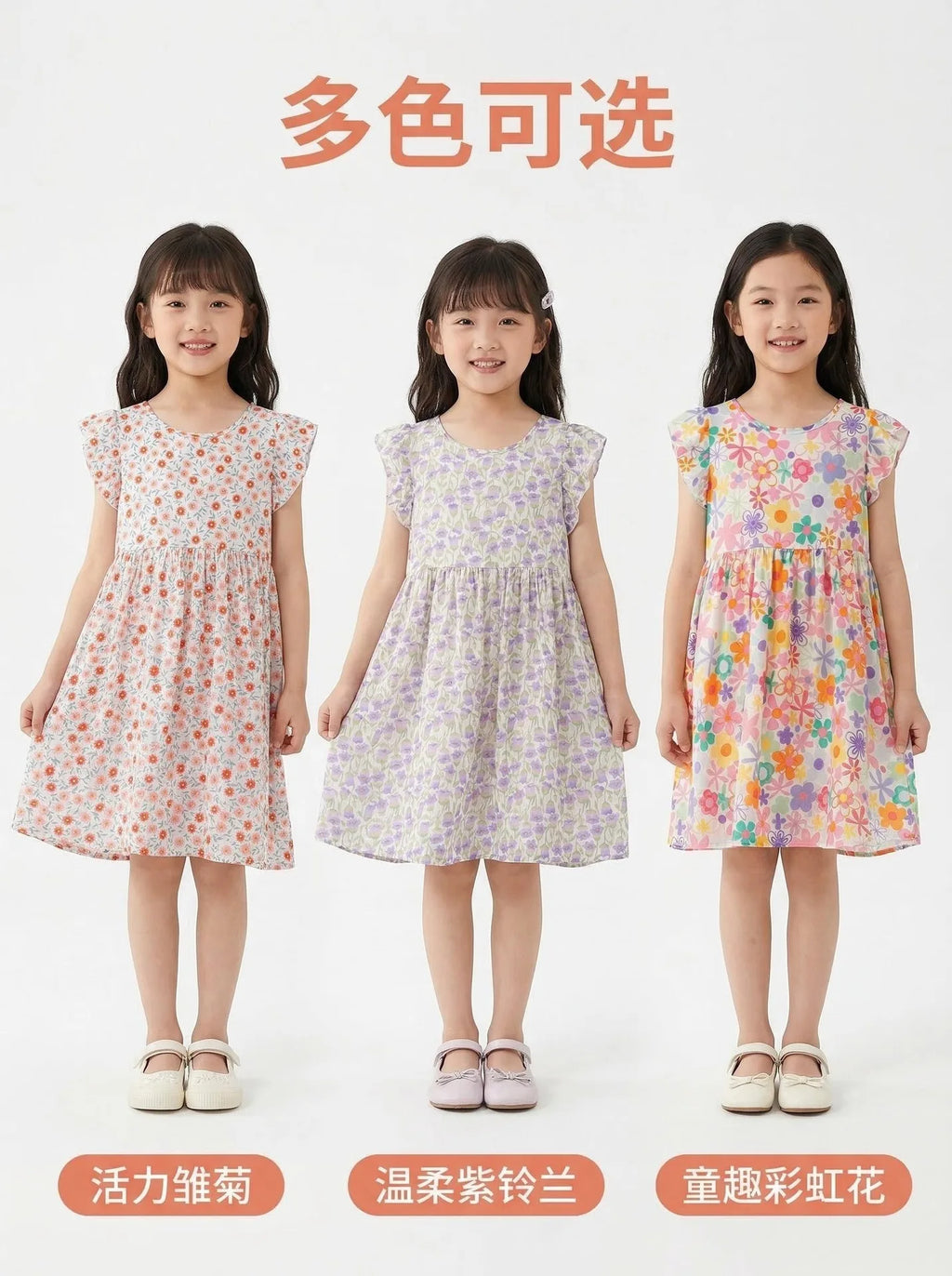 Girls Dresses Summer Children's Soft and Comfortable Floral Dresses Cool and Stylish Little Girls' Princess Dresses Baby Clothes