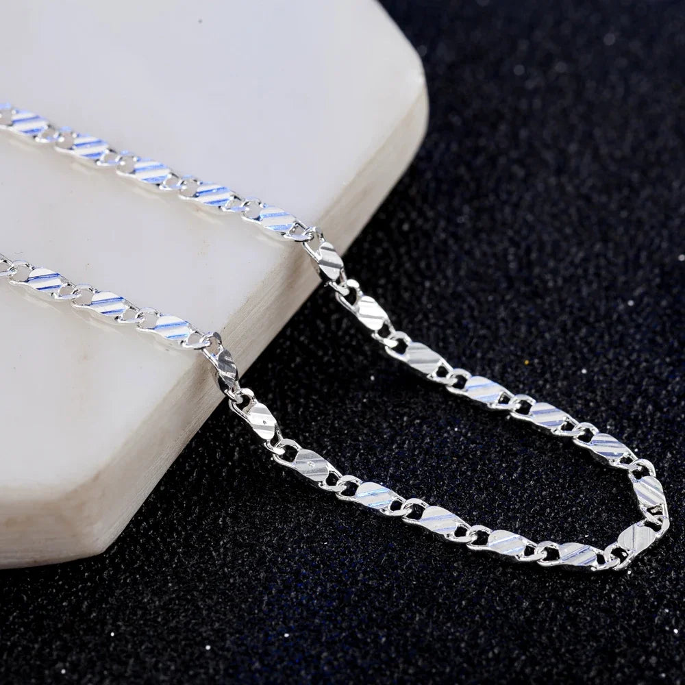 Exquisite Fashion 925 Silver Necklace With 18K Gold Filled Premium Adjustable 16 To 30 Inch Chain For Women And Men