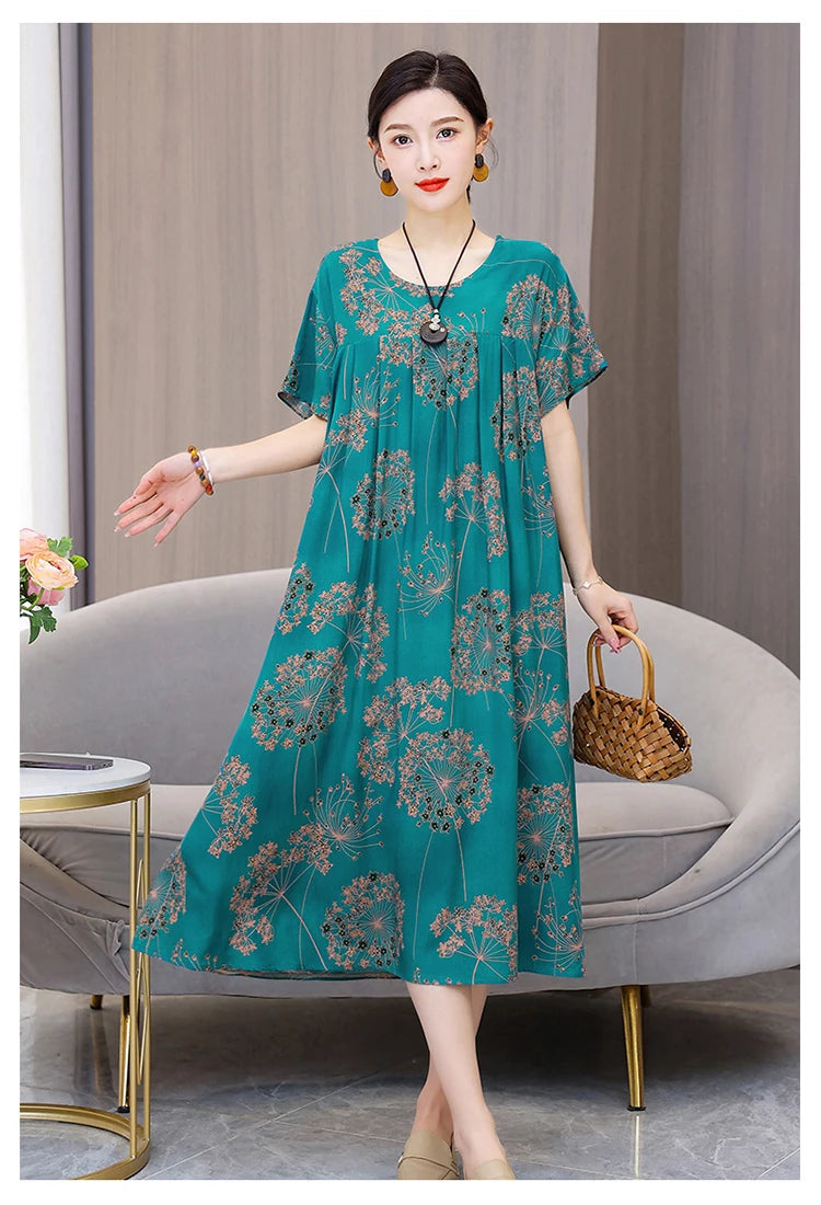 New Fashion Casual Summer Dress For Women Ladies O-Neck Print Short Sleeve Dress plus size Women Clothing