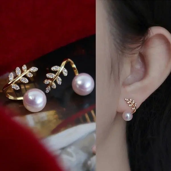 Exquisite Leaves Crystal Flower Stud Earrings For Women AAA Zircon Rose Butterfly Tassel Bridal Jewelry