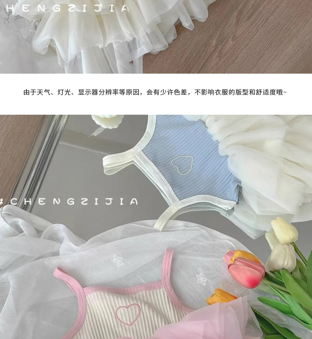 Summer new baby girl cake dress princess dress children's clothing suspender dress puff dress tide