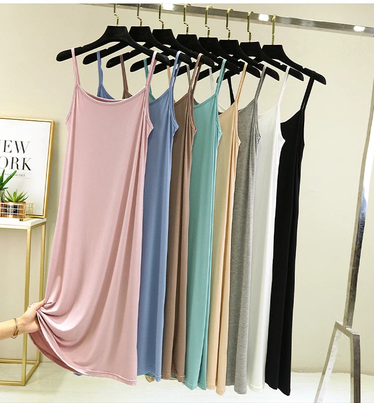 Modal Sleeveless Vest Dress Women Summer Thin Base Layer Color Block Casual round Neck Scene Casual July Deer Brand Dress