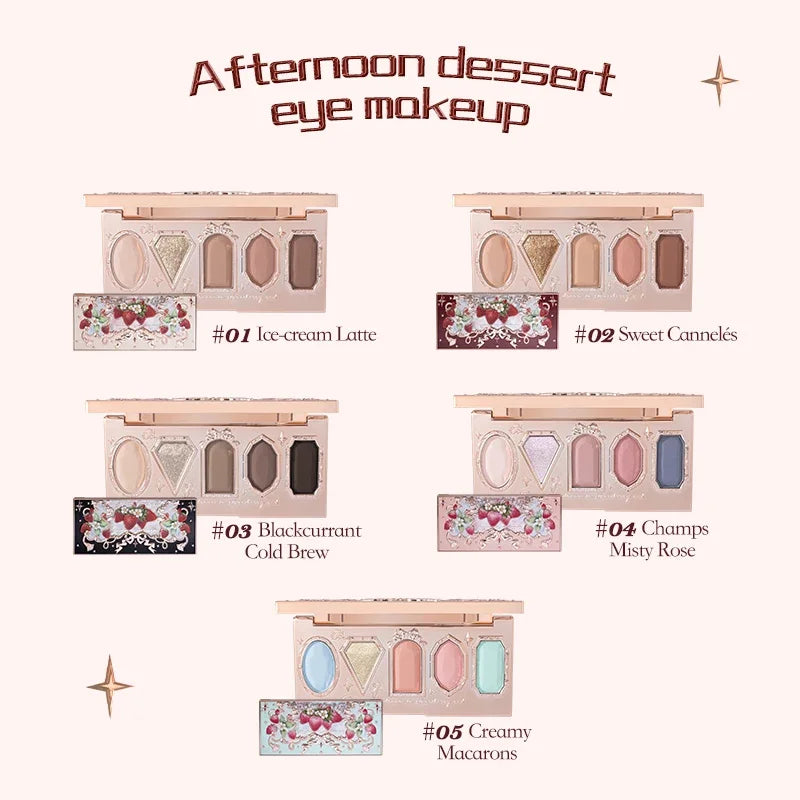 Flower Knows Strawberry Rococo Series Makeup Set Glitter Matte Eyeshadow Palette Blusher Power Velvet Lipstick Kit Perfume Set