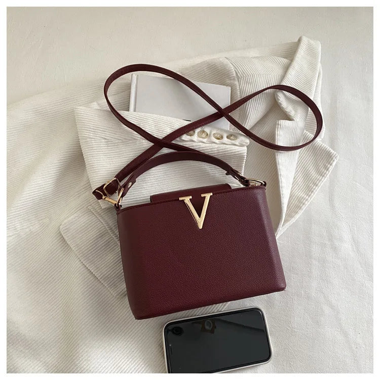 Minimalist Square Shoulder Bag - Women's PU Crossbody Handbag