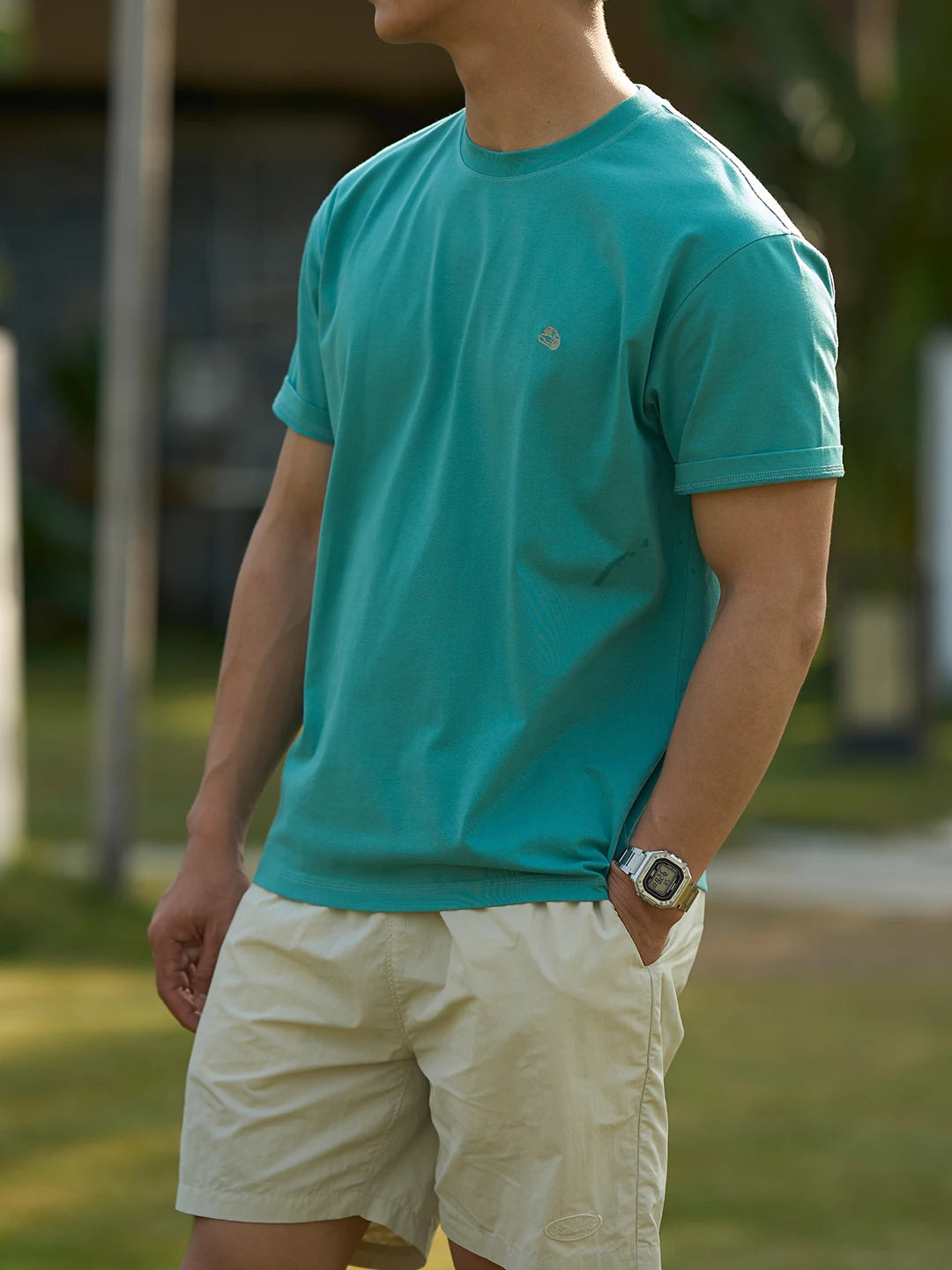SIMWOOD Men's 230gsm Cotton Sorona Blend Soft Breathable T-Shirt Men Loose Fit Short Sleeve Tee Casual Summer Top