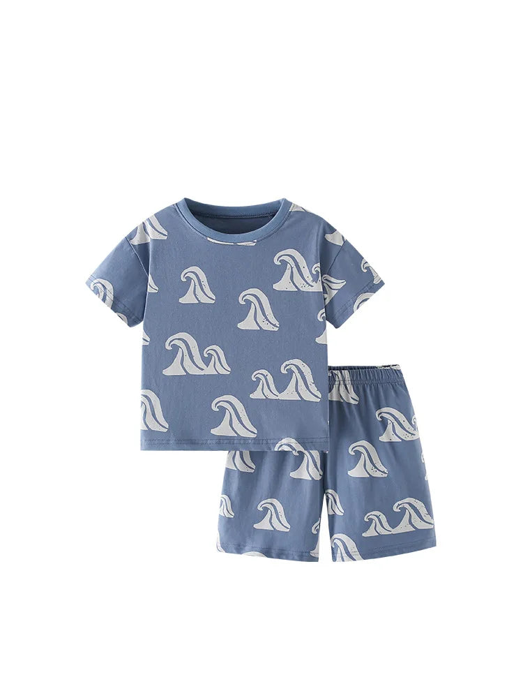 1-9Y Boys Two-Piece Summer New European And American Children'S Round-Neck Short-Sleeved Children'S Suit 100-150Cm