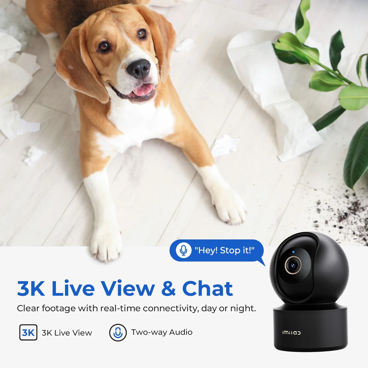 IMILAB Baby Monitor Indoor Security Camera with AI Detection Night Vision 2-Way Audio 360° PTZ Compatible with Xiaomi Home App