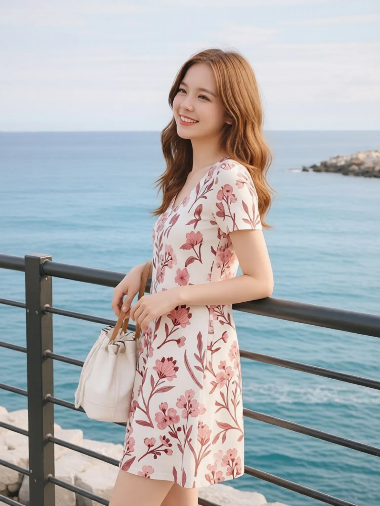 Womens V Neck Short Sleeve Floral A Line Mini Dress Casual Vacation Weekend Sundress Outfit Relaxed Easy Wear Fashion Charm Cute