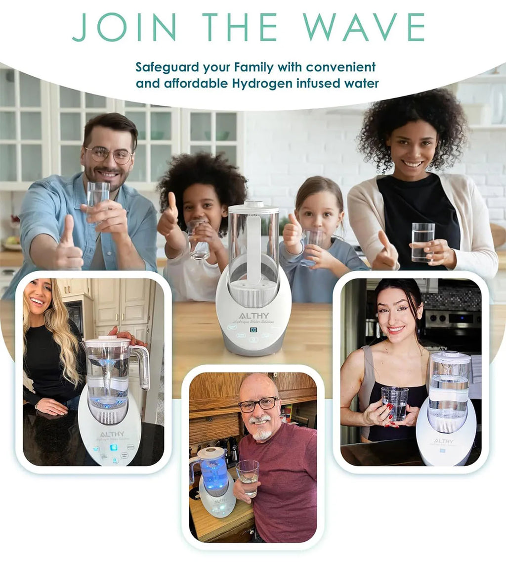 ALTHY Hydrogen  Water Pitcher Generator Machine Jug Bottle SPE&PEM Technology. Balanced Purified Water PH Calcium Sulfite filter