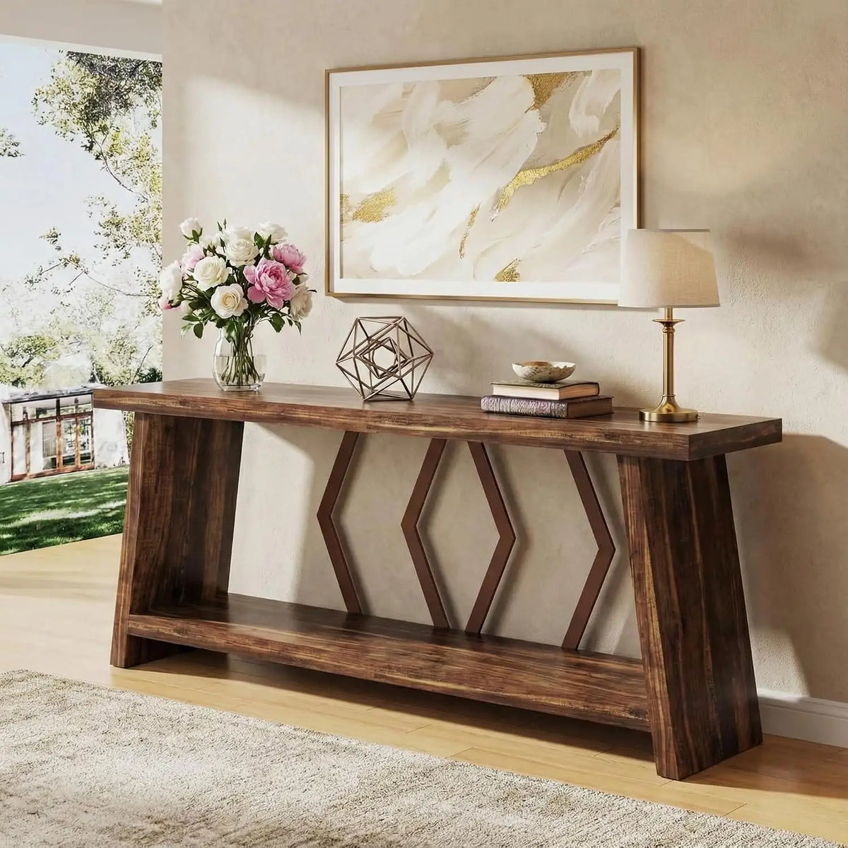 71" Narrow Console Sofa Table with Storage, Wood Farmhouse Entryway Hallway Accent Table, 71x12x32, Customized