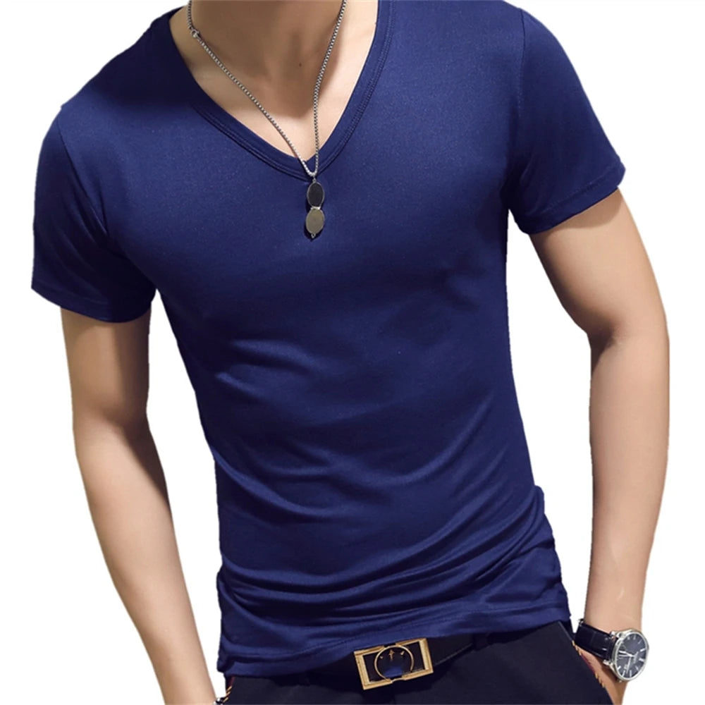 Mens Slim Fit T Shirt Short Sleeve 7 Color Streetwear Gym Tee For Men Breathable Moisture Wicking
