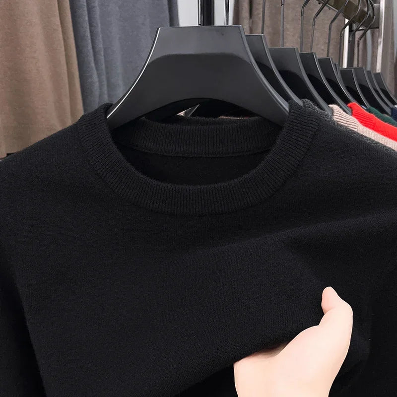 2025 New Men'S Casual Sweater Round Neck Long Sleeve Knitted Sweater Diamond Pattern Fashion Versatile Top