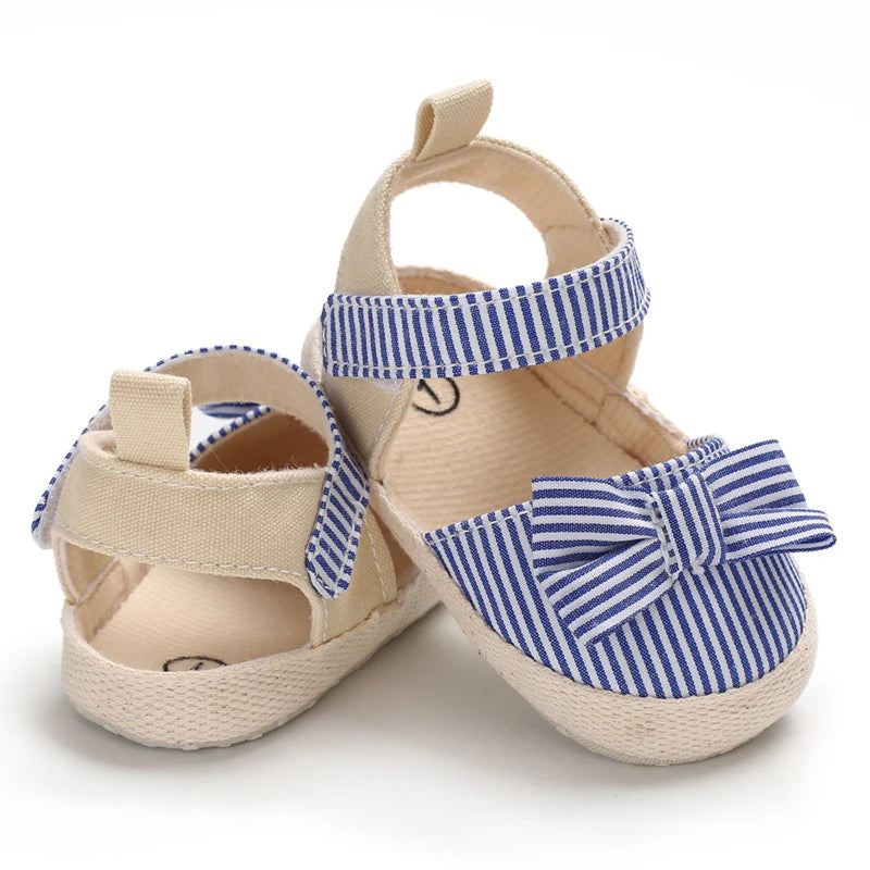 Summer Girl Baby Casual Sandals Soft Sole Comfortable Lightweight Walking Shoes Bow Canvas Baby Shoes