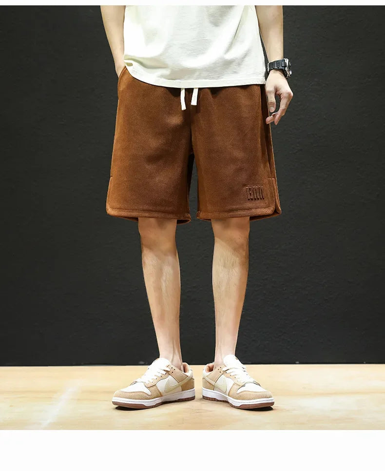 American Style High Street Men's Summer Thin Knit Sweatpants Casual Trendy Brand Plus Size Straight Leg Loose Fit Five Minute Pa