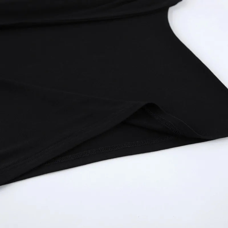 Trendix Black Bodycon Crop Tops For Women's 2026 Summer Off Shoulder Tank Top Street Slim Party Sexy Asymmetric Vacation Top
