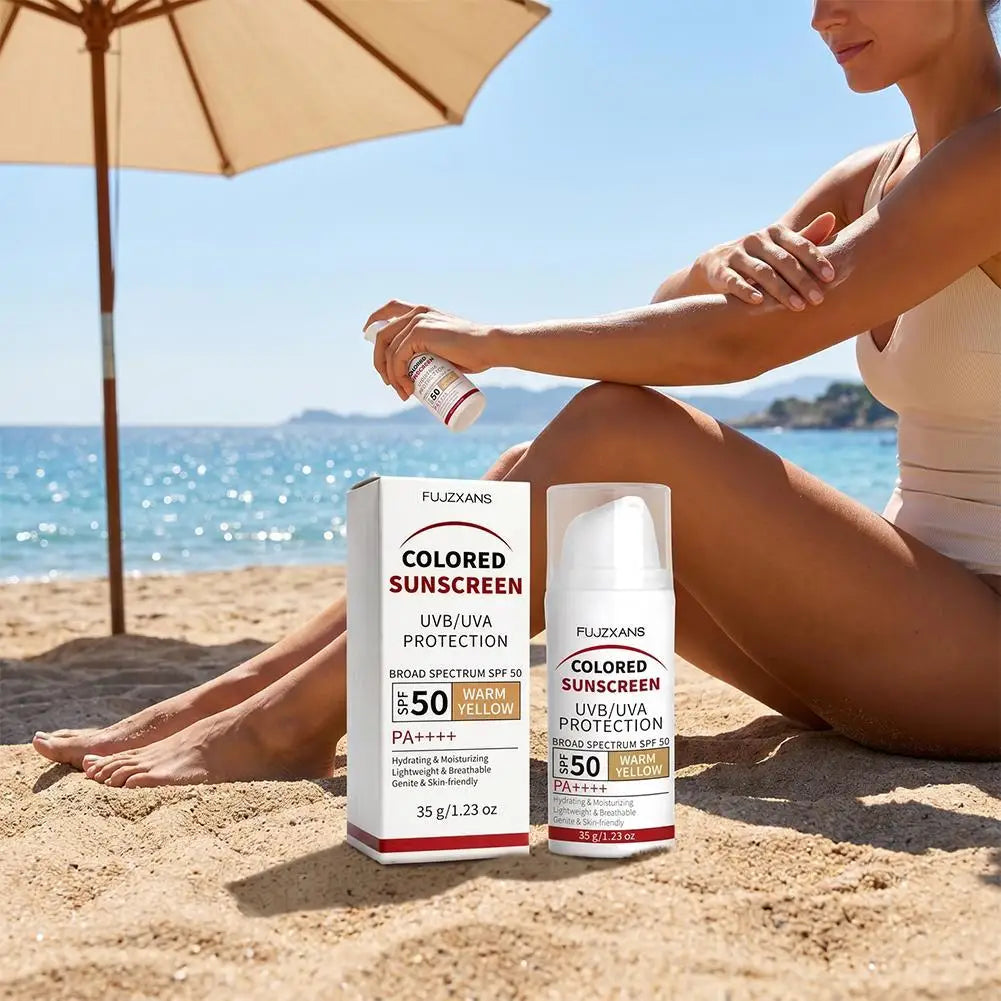 Colored Sunscreen UVB/UVA Protection Broad Spectrum SPF 50 Hydrating Lightweight Breathable Gentle Skin-Friendly Isolation Cream