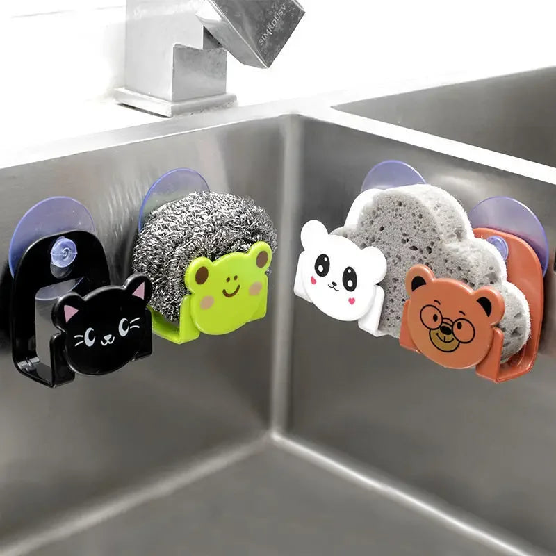 Herramientas de organización, accesorios de cocina, estante de almacenamiento de esponja de dibujos animados, decoración del hogar para suministros de cocina, aparatos de cocina, 1 unidad