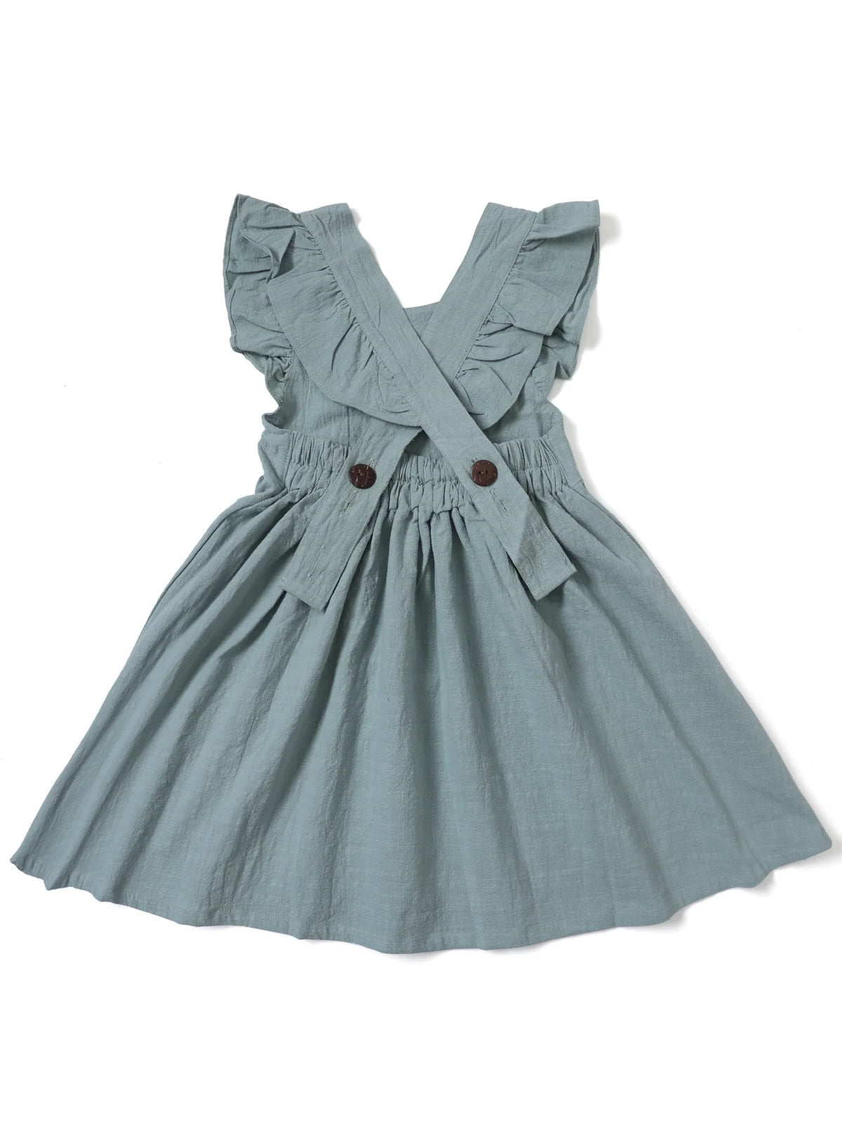 Casual Style Sleeveless Baby Girl Clothing Flying Sleeve Cotton and Linen Material Versatile Solid Color Princess Dress